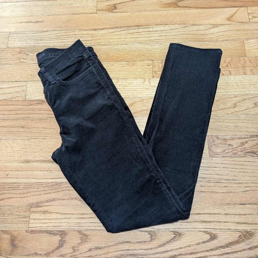 J Brand Women's Black Cordoury Skinny Jeans Low Rise Pencil Leg Size 27